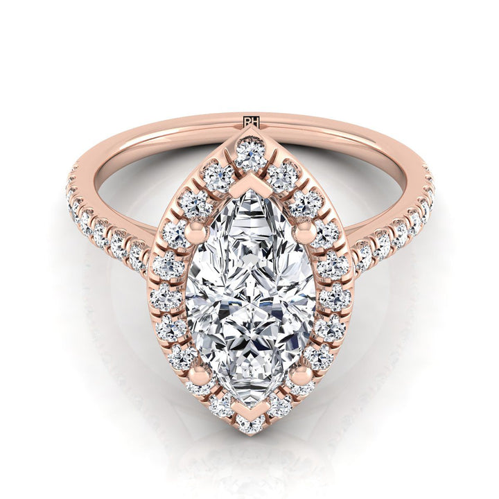 The Sade Select Halo Engagement Ring with Lab Diamond in 14K Rose Gold - view 1