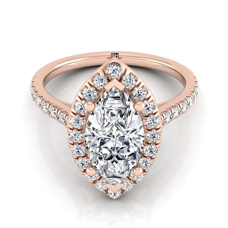 The Sade Select Halo Marquise Lab Diamond Engagement Ring in 14K Rose Gold