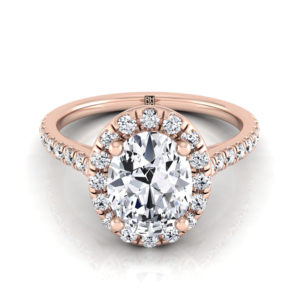 Sade Select Halo Oval Lab Diamond Engagement Ring in 14K Rose Gold | RockHer