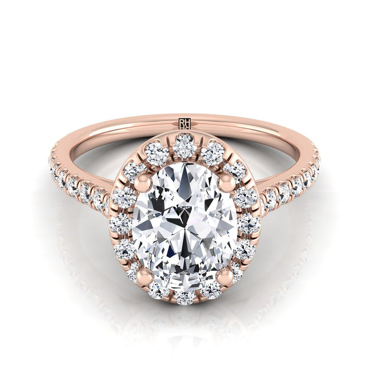 Sade Select Halo Oval Lab Diamond Engagement Ring in 14K Rose Gold | RockHer