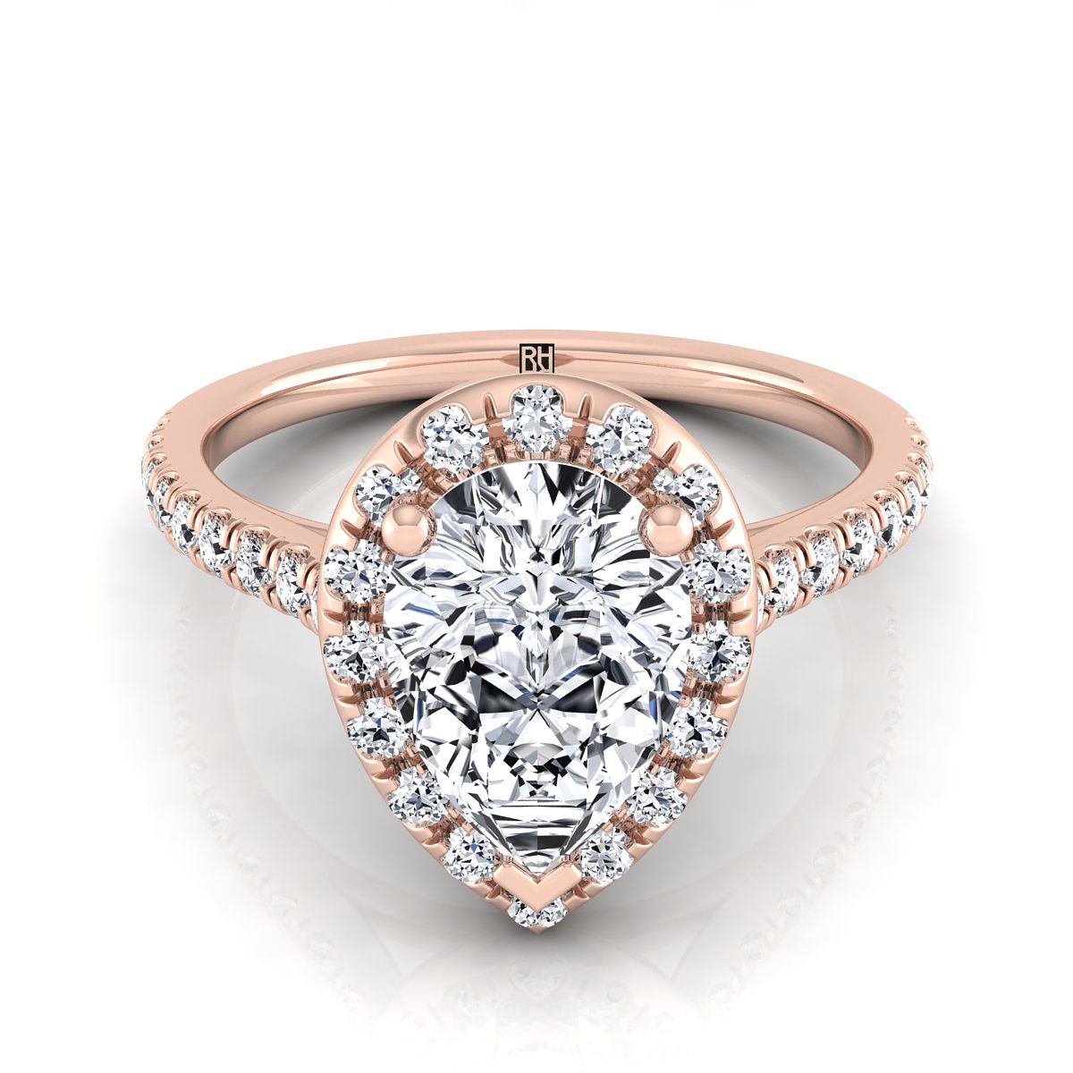 The Sade pear engagement ring setting in 14K Rose Gold | RockHer