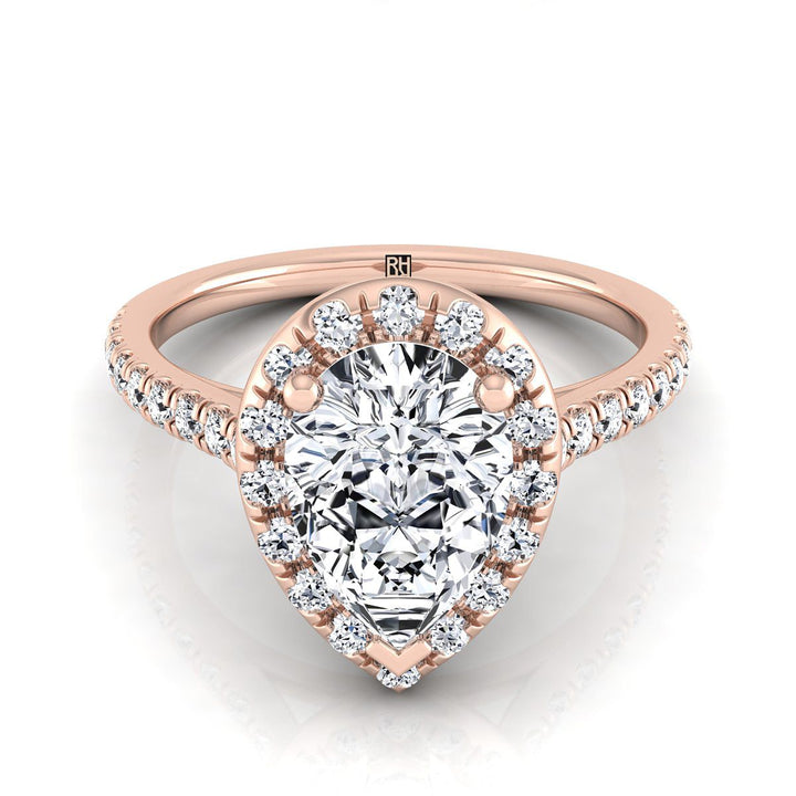 The Sade Select Halo Engagement Ring with Lab Diamond in 14K Rose Gold - view 1