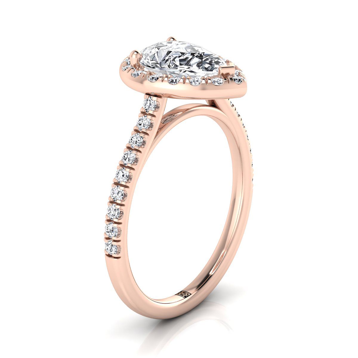 Select Halo styling on The Sade pear engagement ring setting | RockHer