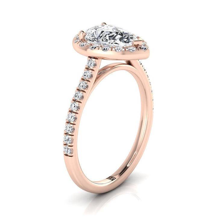 The Sade Select Halo Engagement Ring with Lab Diamond in 14K Rose Gold - view 2