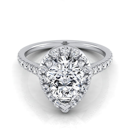 Sade Select Halo Pear Lab Diamond Engagement Ring in 18K White Gold | RockHer