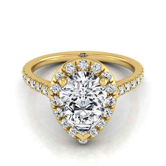 The Sade Select Halo Engagement Ring with Lab Diamond in 18K Yellow Gold - view 1