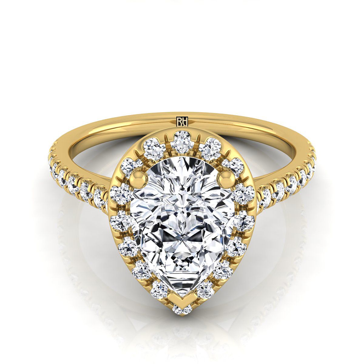 Sade Select Halo Pear Lab Diamond Engagement Ring in 18K Yellow Gold | RockHer