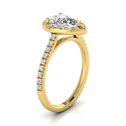 Sade Select Halo Pear Lab Diamond Engagement Ring in 18K Yellow Gold | RockHer