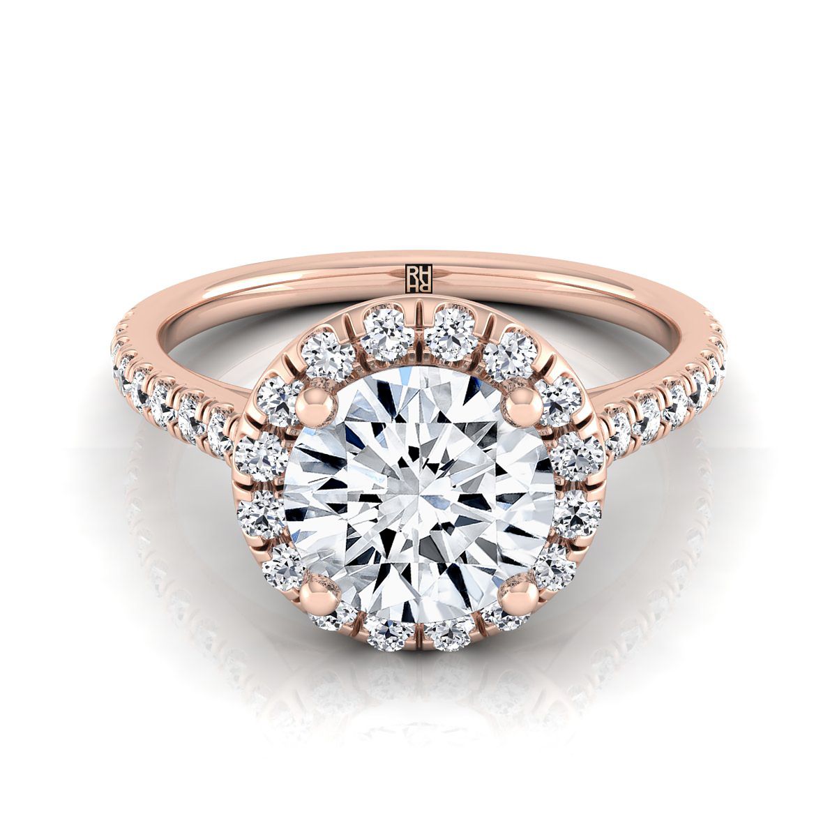 The Sade round engagement ring setting in 14K Rose Gold | RockHer