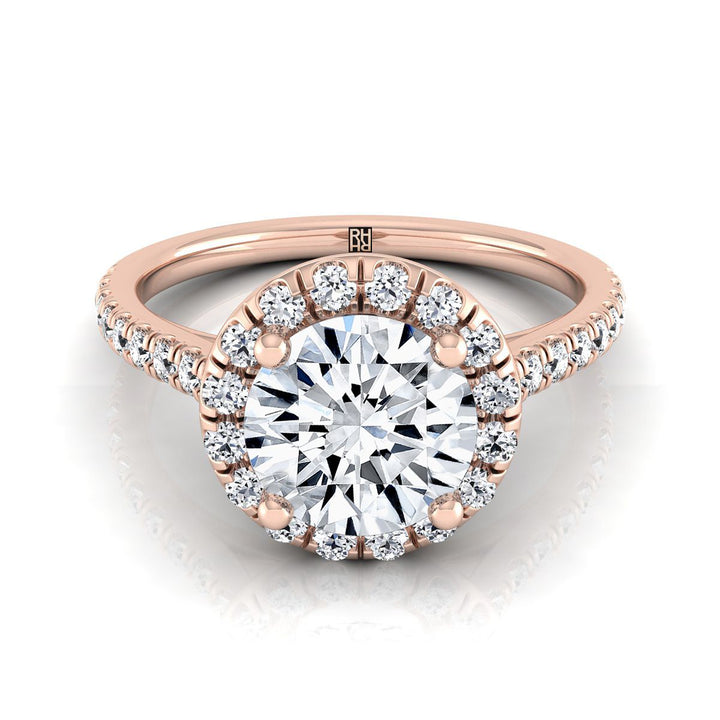The Sade Select Halo Engagement Ring with Lab Diamond in 14K Rose Gold - view 1