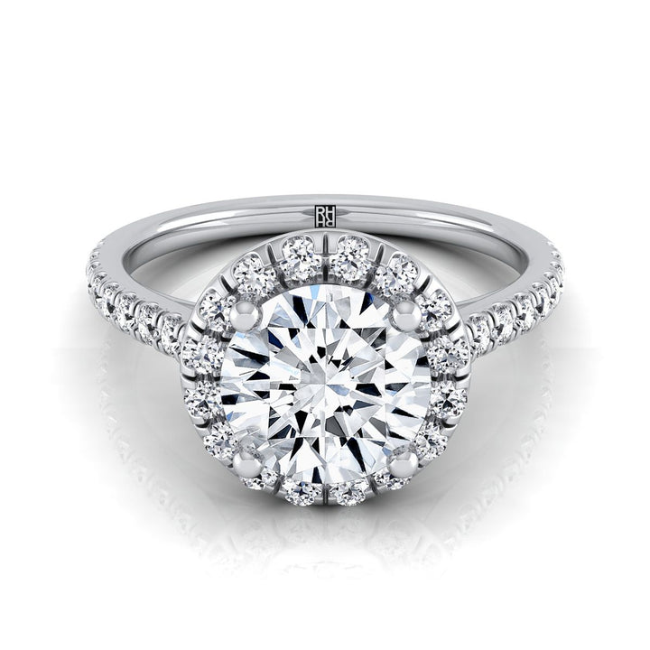 Sade Select Halo Round Lab Diamond Engagement Ring in 18K White Gold | RockHer