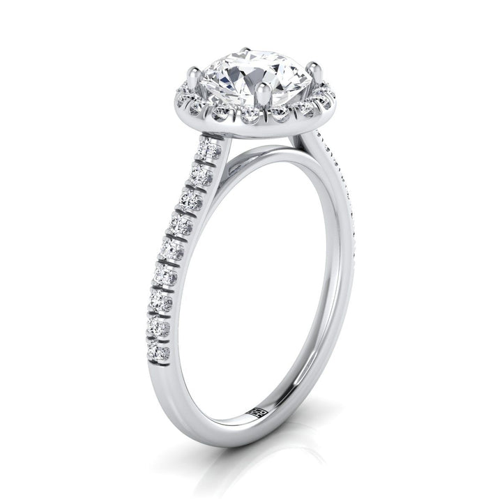 Sade Select Halo Round Lab Diamond Engagement Ring in 18K White Gold | RockHer