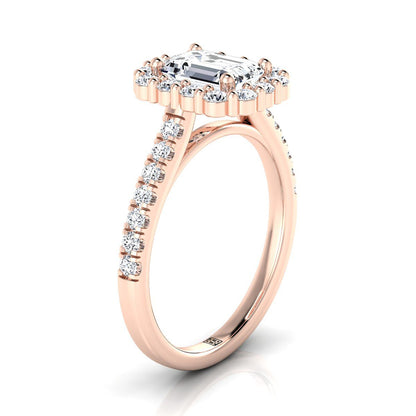European Cut, Shared Prong Halo Emerald, in 14K Rose Gold – view 9 | RockHer