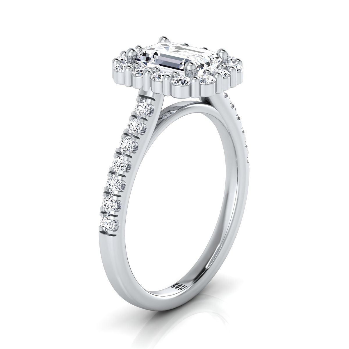 Select Halo Cut styling on The Fiona emerald engagement ring setting | RockHer
