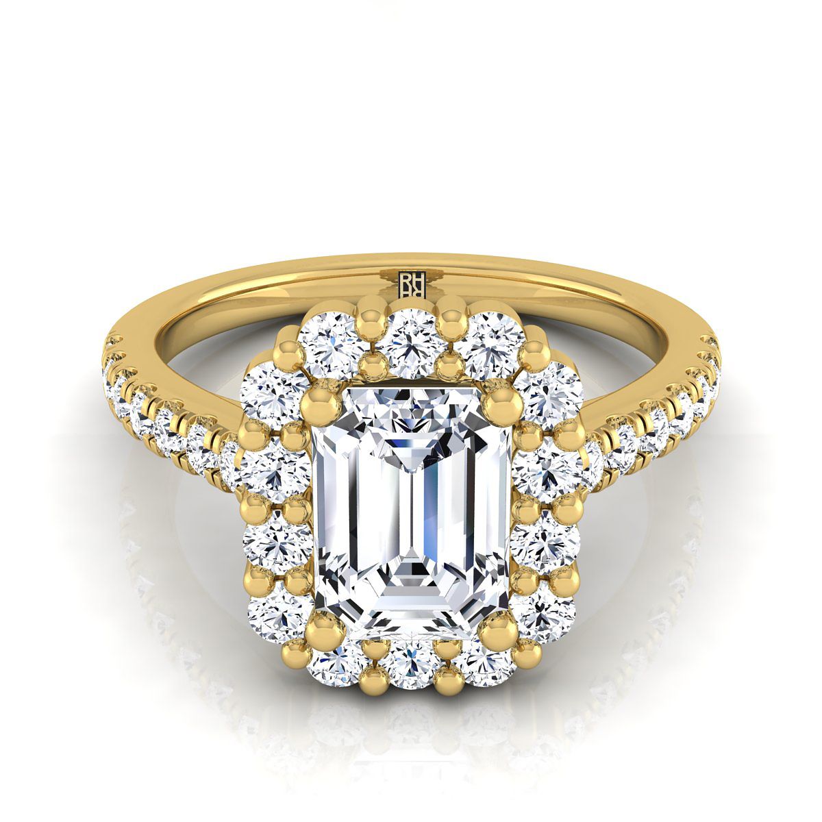 The Fiona Select Halo Engagement Ring with Lab Diamond in 18K Yellow Gold - view 1