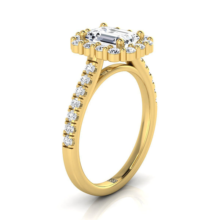 The Fiona Select Halo Engagement Ring with Lab Diamond in 18K Yellow Gold - view 2