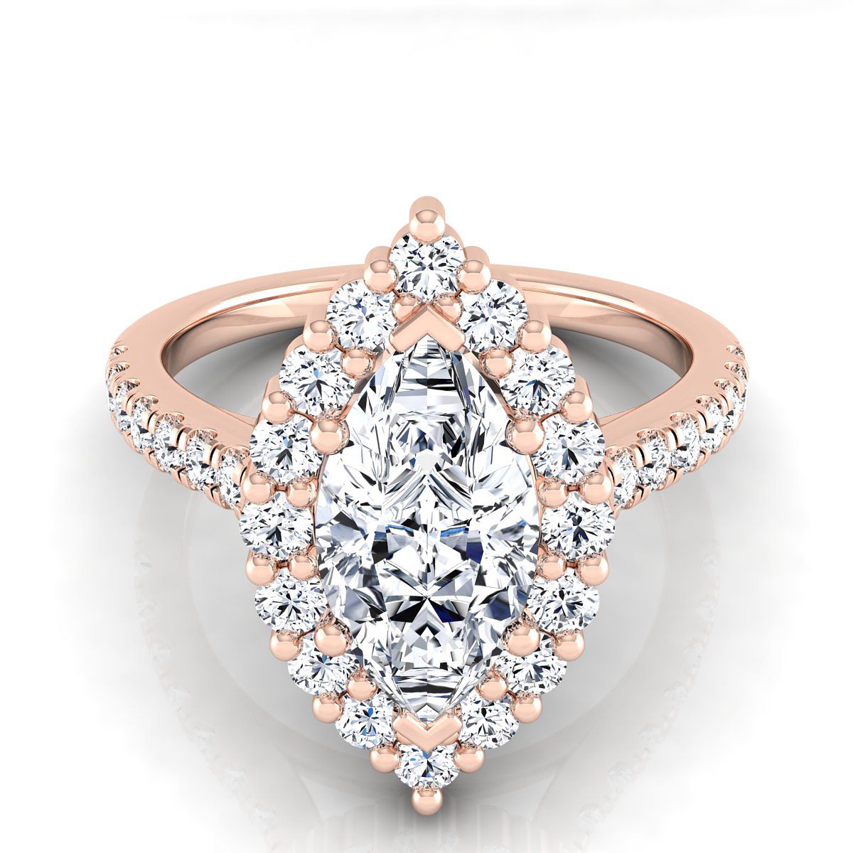 The Fiona marquise engagement ring setting in 14K Rose Gold | RockHer