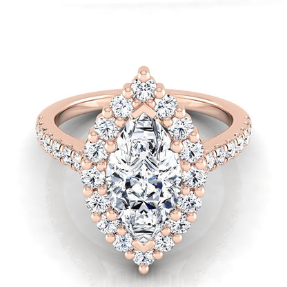 Shared Prong Halo Marquise, in 14K Rose Gold | RockHer