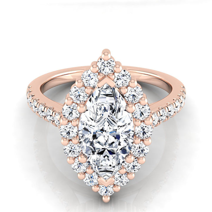 Shared Prong Halo Marquise, in 14K Rose Gold | RockHer