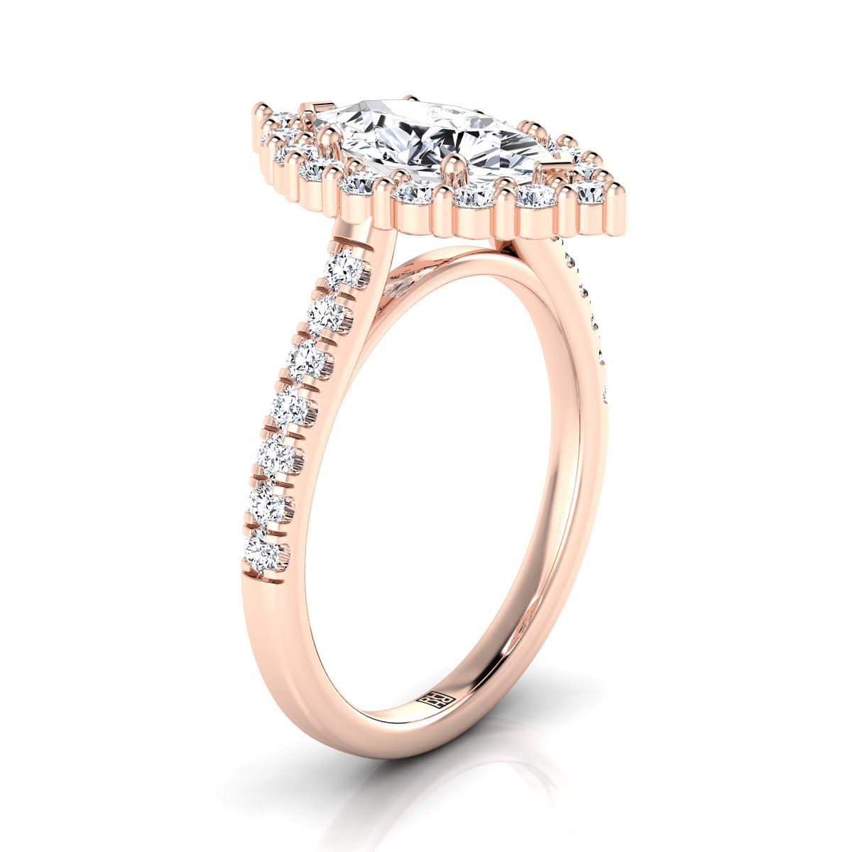 The Fiona Select Halo Engagement Ring with Lab Diamond in 14K Rose Gold - view 2