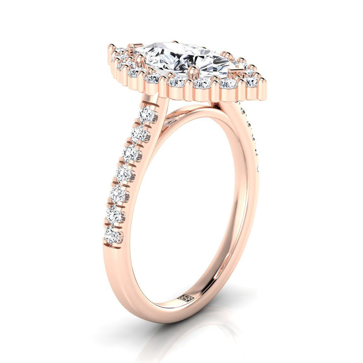 The Fiona Select Halo Engagement Ring with Lab Diamond in 14K Rose Gold - view 2