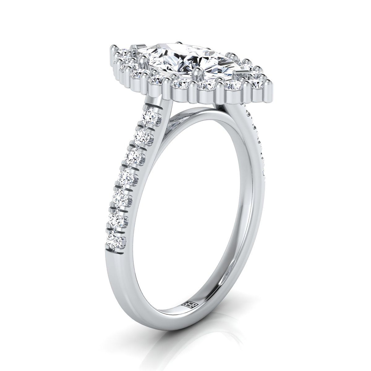 Select Halo styling on The Fiona marquise engagement ring setting | RockHer