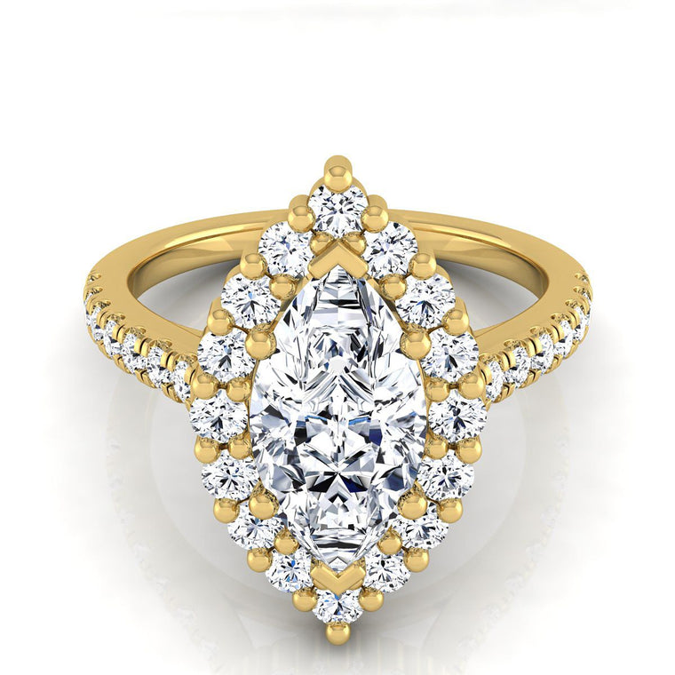 The Fiona Select Halo Marquise Lab Diamond Engagement Ring in 18K Yellow Gold