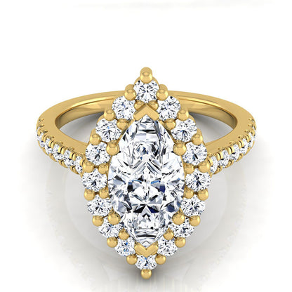 Shared Prong Halo Marquise, in 18K Yellow Gold | RockHer