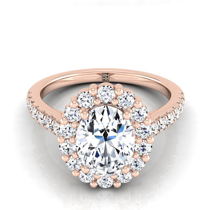 Shared Prong Halo Oval, in 14K Rose Gold | RockHer