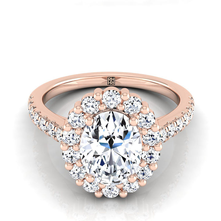 The Fiona Select Halo Engagement Ring with Lab Diamond in 14K Rose Gold - view 1
