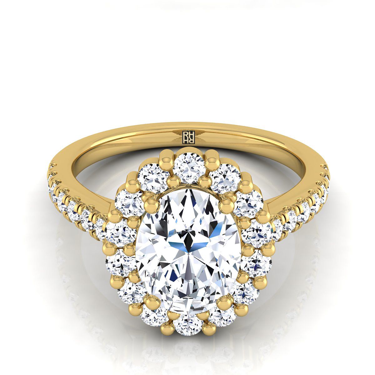 Fiona Select Halo Oval Lab Diamond Engagement Ring in 18K Yellow Gold | RockHer