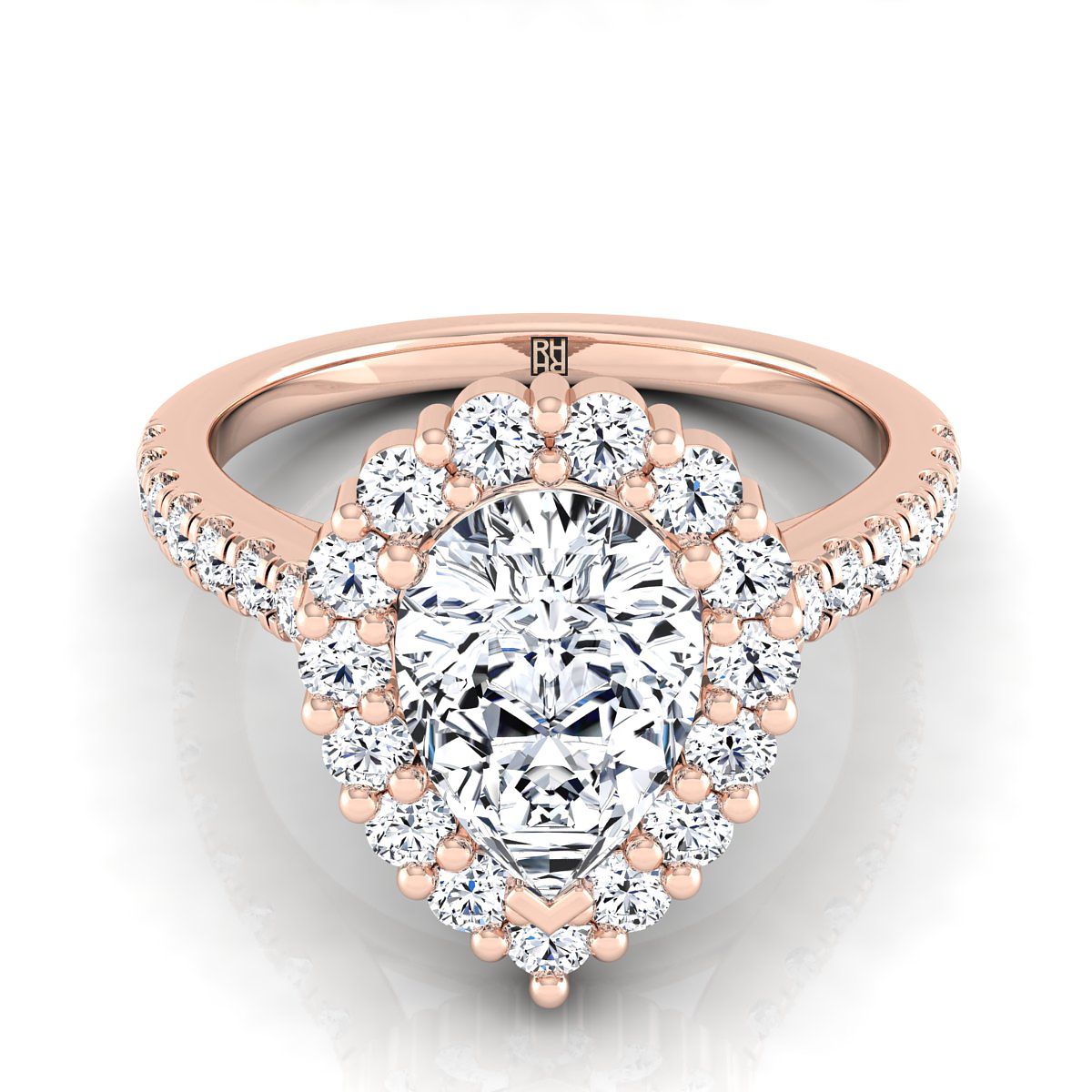 The Fiona pear engagement ring setting in 14K Rose Gold | RockHer