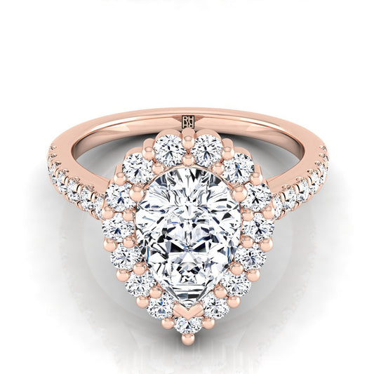 The Fiona Select Halo Engagement Ring with Lab Diamond in 14K Rose Gold - view 1