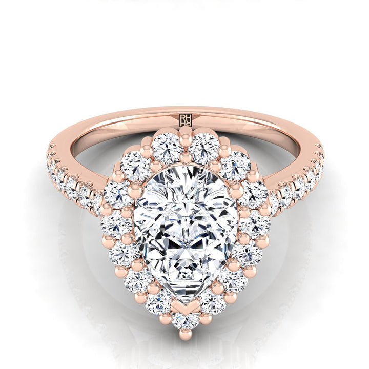 The Fiona Select Halo Engagement Ring with Lab Diamond in 14K Rose Gold - view 1