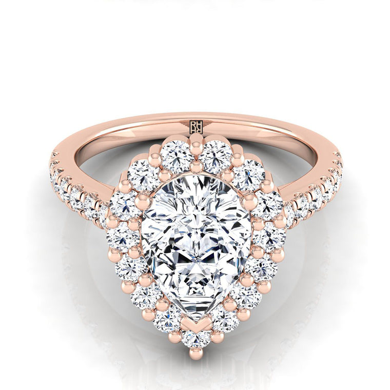 The Fiona Select Halo Pear Lab Diamond Engagement Ring in 14K Rose Gold