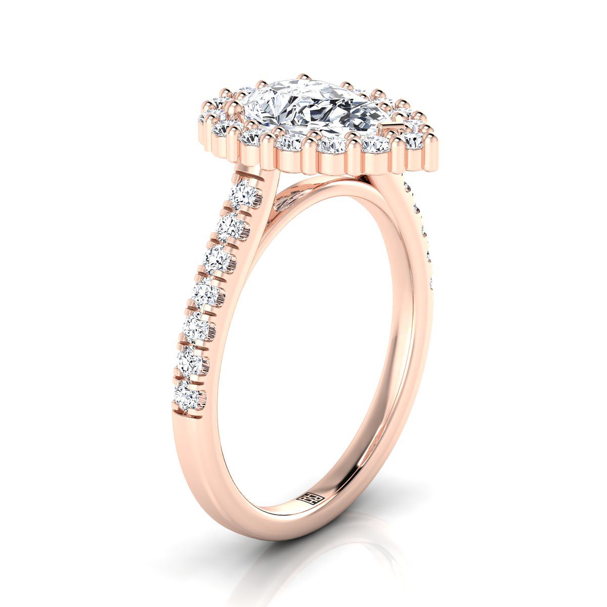 The Fiona Select Halo Engagement Ring with Lab Diamond in 14K Rose Gold - view 2
