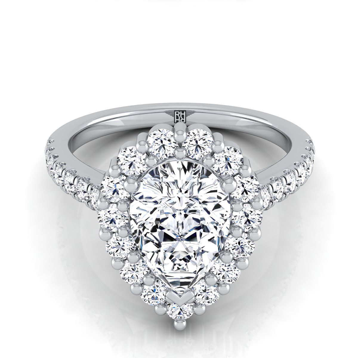 The Fiona pear engagement ring setting in Platinum | RockHer