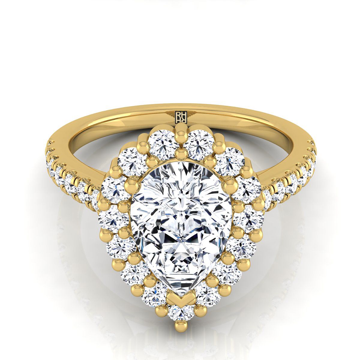The Fiona Select Halo Engagement Ring with Lab Diamond in 18K Yellow Gold - view 1
