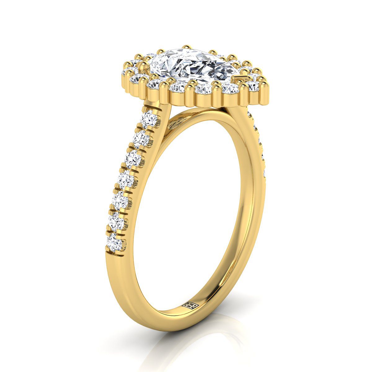 The Fiona Select Halo Engagement Ring with Lab Diamond in 18K Yellow Gold - view 2