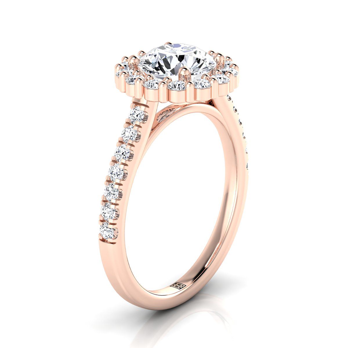 The Fiona Select Halo Engagement Ring with Lab Diamond in 14K Rose Gold - view 2