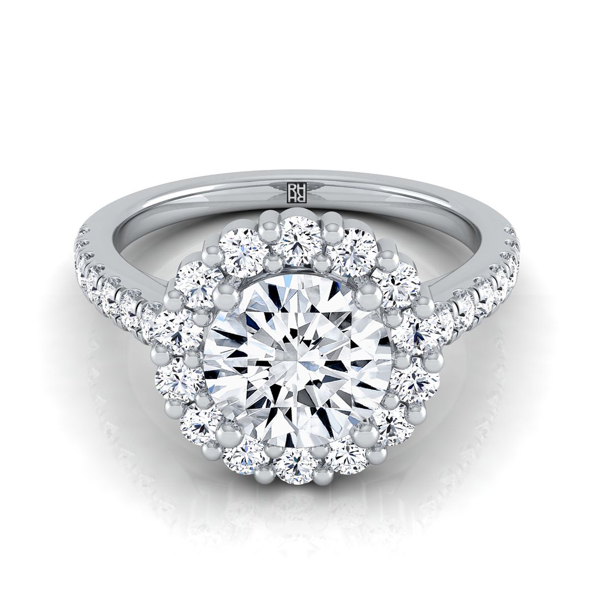 The Fiona round engagement ring setting in Platinum | RockHer