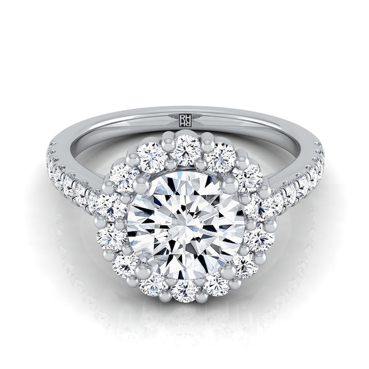 The Fiona Select Halo Round Lab Diamond Engagement Ring in 18K White Gold