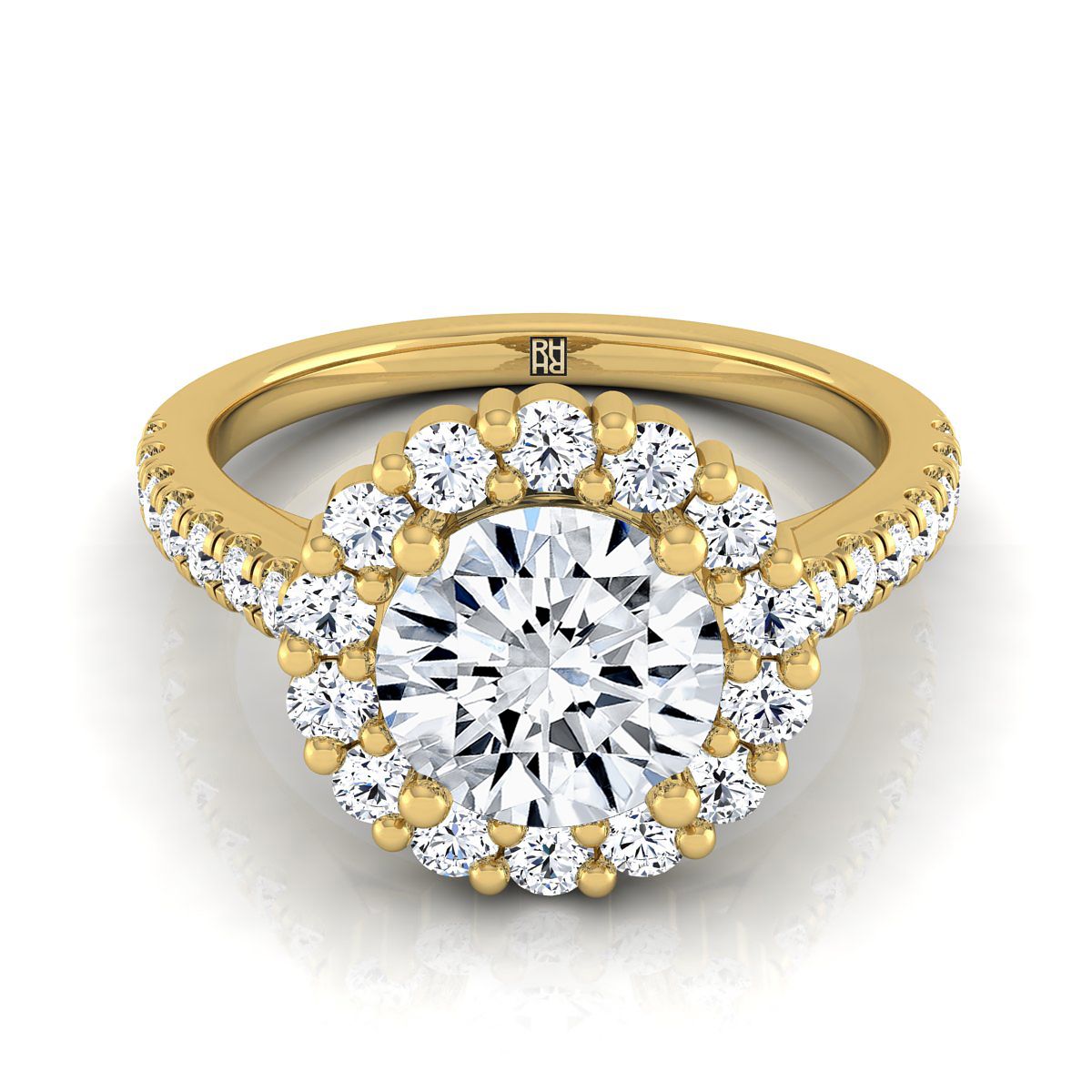 The Fiona Select Halo Engagement Ring with Lab Diamond in 18K Yellow Gold - view 1