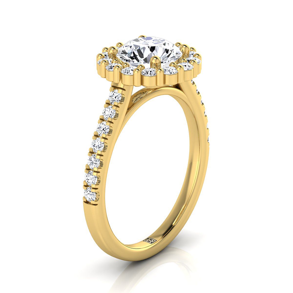 The Fiona Select Halo Engagement Ring with Lab Diamond in 18K Yellow Gold - view 2