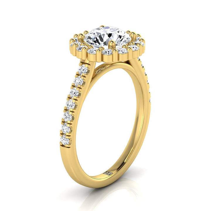 The Fiona Select Halo Engagement Ring with Lab Diamond in 18K Yellow Gold - view 2