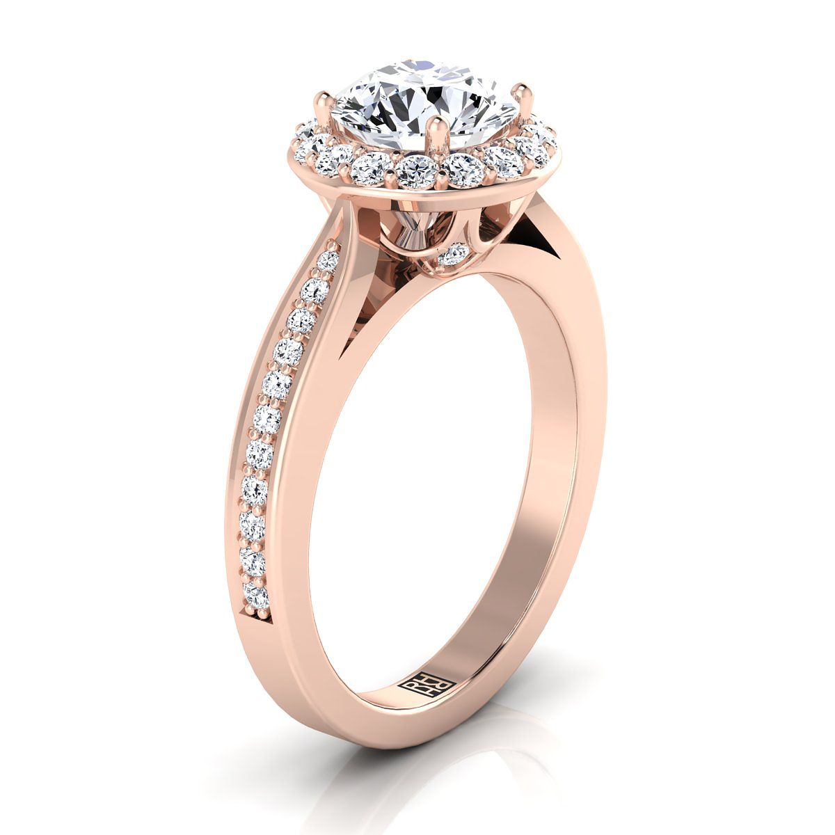 RockHer atelier photo of The Aria round engagement ring setting in 14K Rose Gold