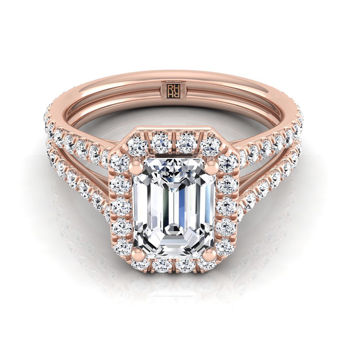 The Celine emerald engagement ring setting in 14K Rose Gold | RockHer