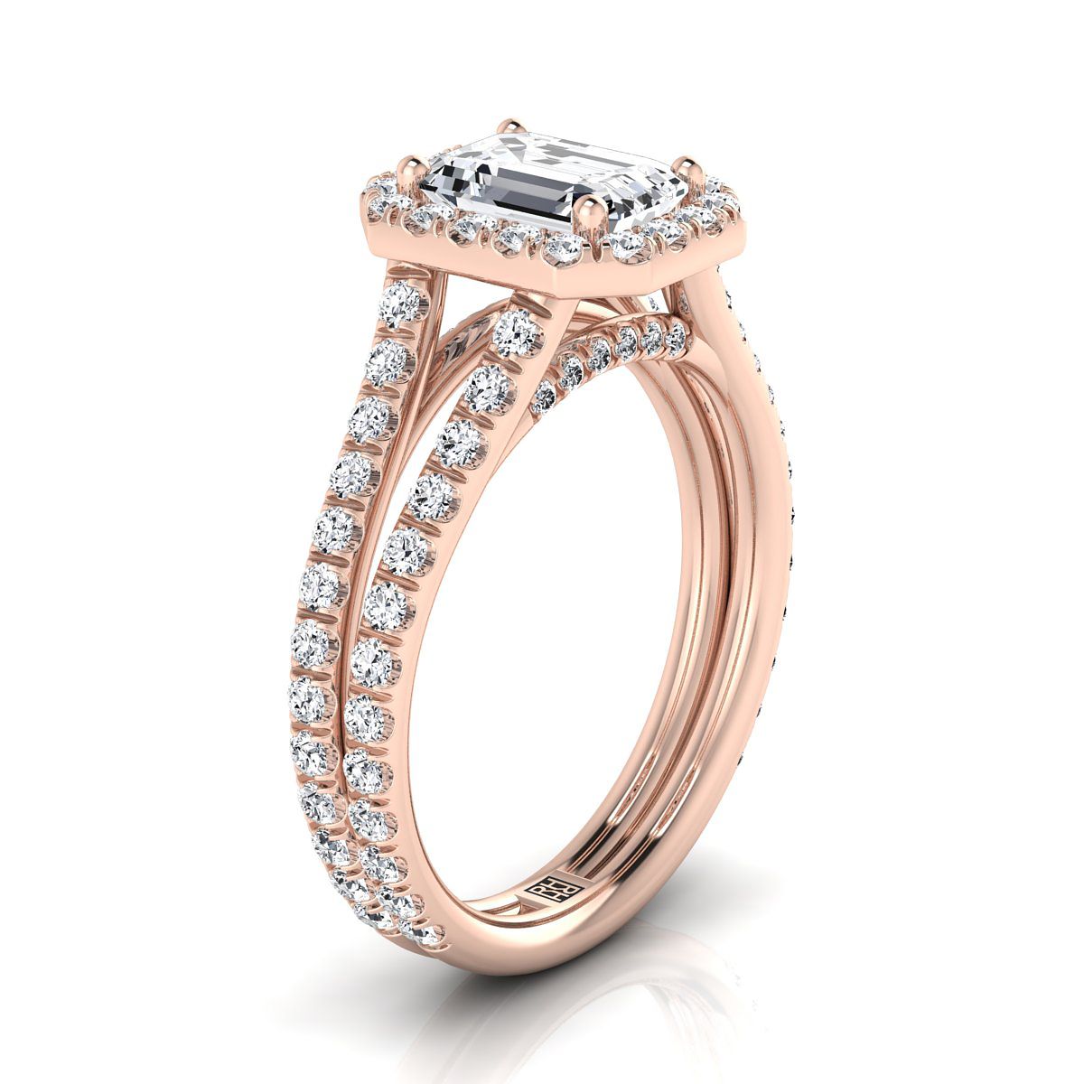 The Celine Select Halo Engagement Ring with Lab Diamond in 14K Rose Gold - view 2