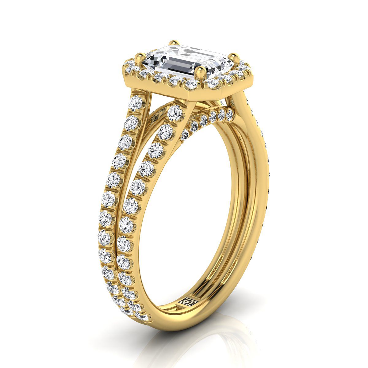 The Celine Select Halo Engagement Ring with Lab Diamond in 18K Yellow Gold - view 2
