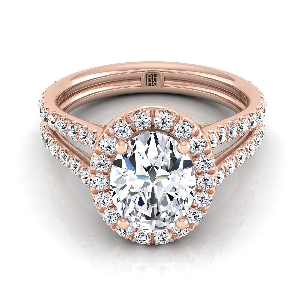 The Celine oval engagement ring setting in 14K Rose Gold | RockHer